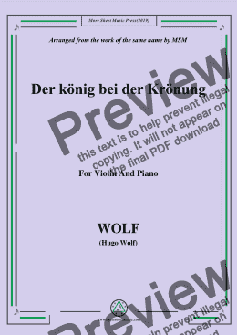 page one of Wolf-Der König bei der Krönung, for Violin and Piano