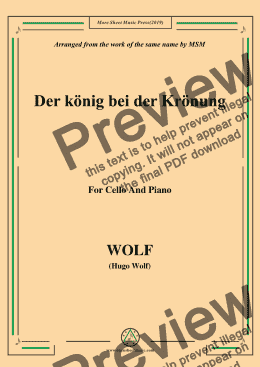 page one of Wolf-Der König bei der Krönung, for Cello and Piano