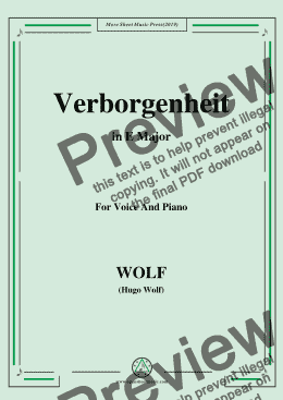 page one of Wolf-Verborgenheit in E Major