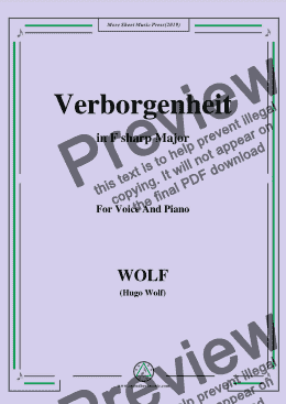 page one of Wolf-Verborgenheit in F sharp Major