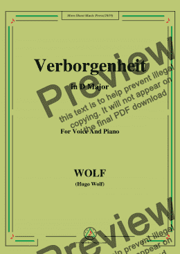 page one of Wolf-Verborgenheit in D Major