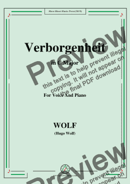 page one of Wolf-Verborgenheit in C Major
