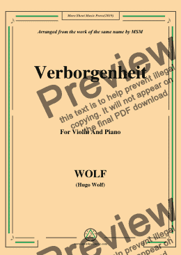 page one of Wolf-Verborgenheit, for Violin and Piano