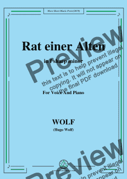 page one of Wolf-Rat einer Alten in f sharp minor