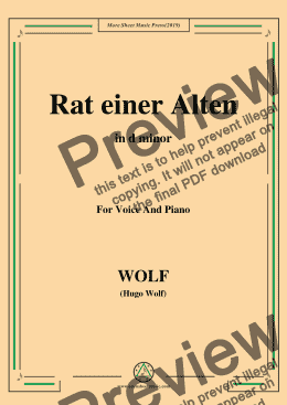 page one of Wolf-Rat einer Alten in d minor