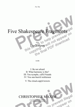 page one of Five Shakespeare Fragments