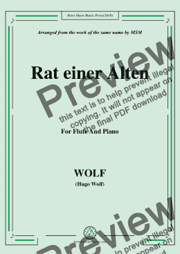 page one of Wolf-Rat einer Alten, for Flute and Piano