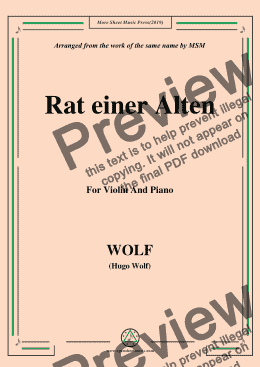 page one of Wolf-Rat einer Alten, for Violin and Piano