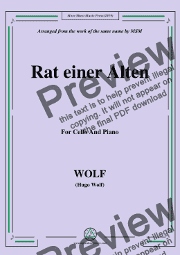 page one of Wolf-Rat einer Alten, for Cello and Piano