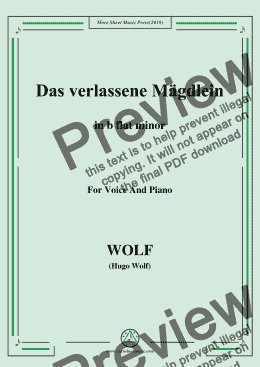 page one of Wolf-Das verlassene Mägdlein in b flat minor