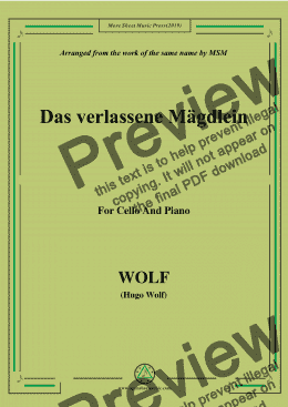 page one of Wolf-Das verlassene Mägdlein, for Cello and Piano