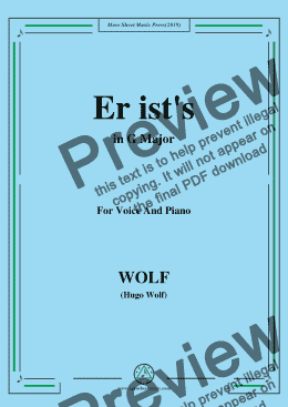 page one of Wolf-Er ist's in G Major