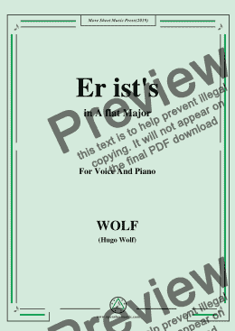 page one of Wolf-Er ist's in A flat Major