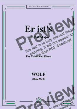 page one of Wolf-Er ist's in B flat Major