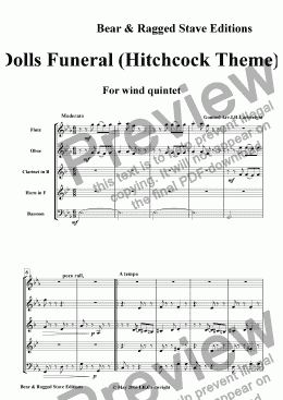 page one of Dolls funeral (Hitchcock Theme) for wind quintet