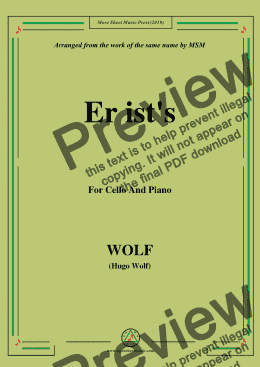 page one of Wolf-Er ist's, for Cello and Piano
