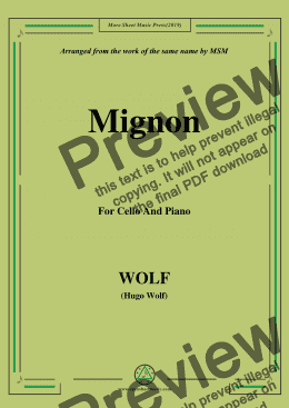 page one of Wolf-Mignon, for Cello and Piano
