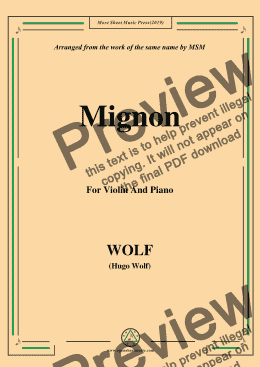 page one of Wolf-Mignon, for Violin and Piano