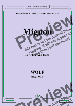 page one of Wolf-Mignon, for Flute and Piano