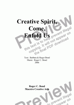 page one of Creative Spirit, Come, Enfold Us