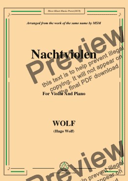 page one of Wolf-Nachtviolen, for Violin and Piano