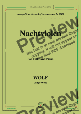 page one of Wolf-Nachtviolen, for Cello and Piano