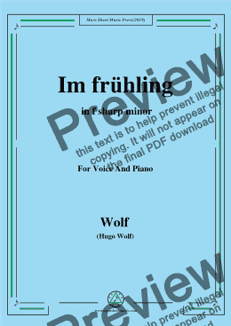 page one of Wolf-Im frühling in f sharp minor