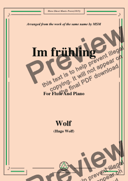 page one of Wolf-Im frühling, for Flute and Piano
