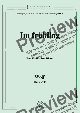 page one of Wolf-Im frühling, for Violin and Piano