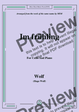 page one of Wolf-Im frühling, for Cello and Piano