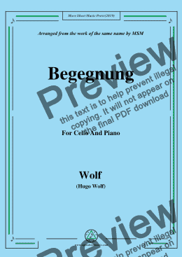page one of Wolf-Begegnung, for Cello and Piano
