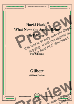 page one of Gilbert-Christmas Carol,Hark! Hark! What News the Angels Bring,in F Major