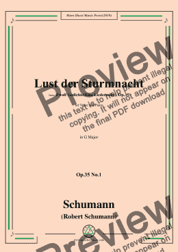 page one of Schumann-Lust der Sturmnacht,Op.35 No.1 in G Major,for Voice&Pano