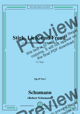 page one of Schumann-Stirb, Lieb' und Freud',Op.35 No.2 in C Major,for Voice&Piano