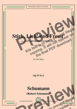 page one of Schumann-Stirb, Lieb' und Freud',Op.35 No.2 in G flat Major,for Voice&Piano