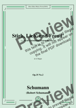 page one of Schumann-Stirb, Lieb' und Freud',Op.35 No.2 in G Major,for Voice&Piano