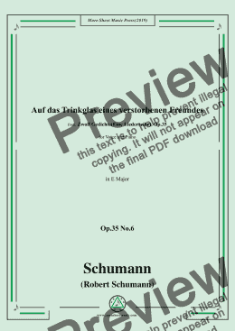 page one of Schumann-Auf das Trinkglas eines verstorbenen Freundes,Op.35 No.6 in E Major,for V&Pno