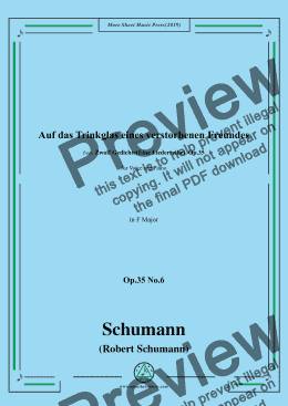 page one of Schumann-Auf das Trinkglas eines verstorbenen Freundes,Op.35 No.6 in F Major,for V&Pno