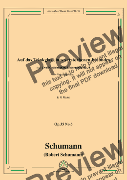 page one of Schumann-Auf das Trinkglas eines verstorbenen Freundes,Op.35 No.6 in G Major,for V&Pno