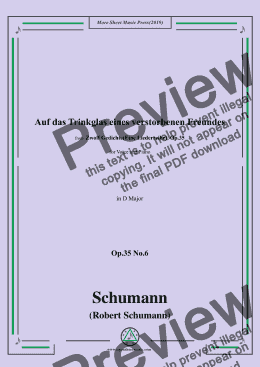 page one of Schumann-Auf das Trinkglas eines verstorbenen Freundes,Op.35 No.6 in D Major,for V&Pno