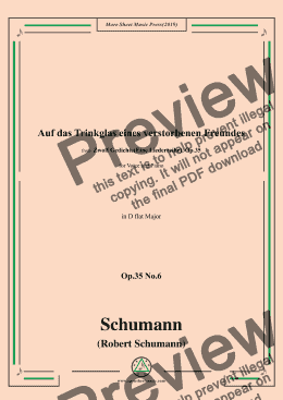 page one of Schumann-Auf das Trinkglas eines verstorbenen Freundes,Op.35 No.6 in D flat Major,for V&Pno
