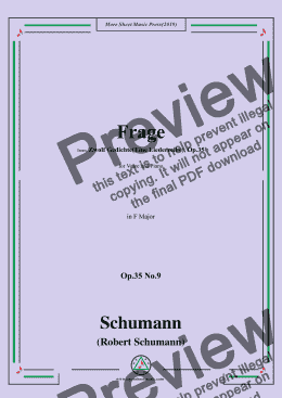 page one of Schumann-Frage,Op.35 No.9 in F Major,for Voice&Piano