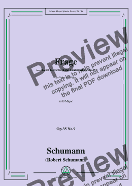 page one of Schumann-Frage,Op.35 No.9 in B Major,for Voice&Piano
