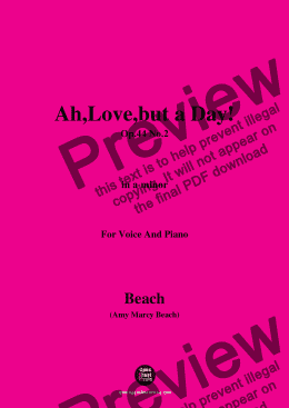 page one of A. M. Beach-Ah,Love,but a Day!,Op.44 No.2,in a minor,for Voice and Piano
