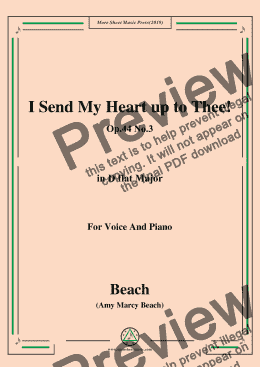page one of Beach-I Send My Heart up to Thee!Op.44 No.3,in D flat Major,for Voice and Piano