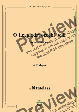 page one of Nameless-O Leggiadri occchi belli,in F Major,for Voice&Piano