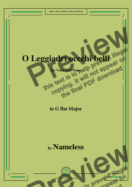 page one of Nameless-O Leggiadri occchi belli,in G flat Major,for Voice&Piano