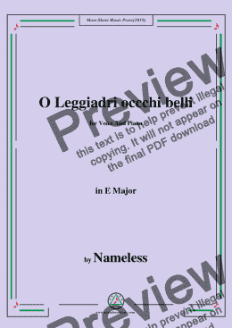 page one of Nameless-O Leggiadri occchi belli,in E Major,for Voice&Piano