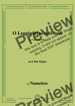 page one of Nameless-O Leggiadri occchi belli,in E flat Major,for Voice&Piano