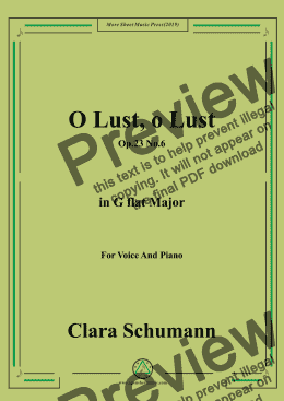page one of Clara-O Lust,o Lust,Op.23 No.6,in G flat Major,for Voice and Piano